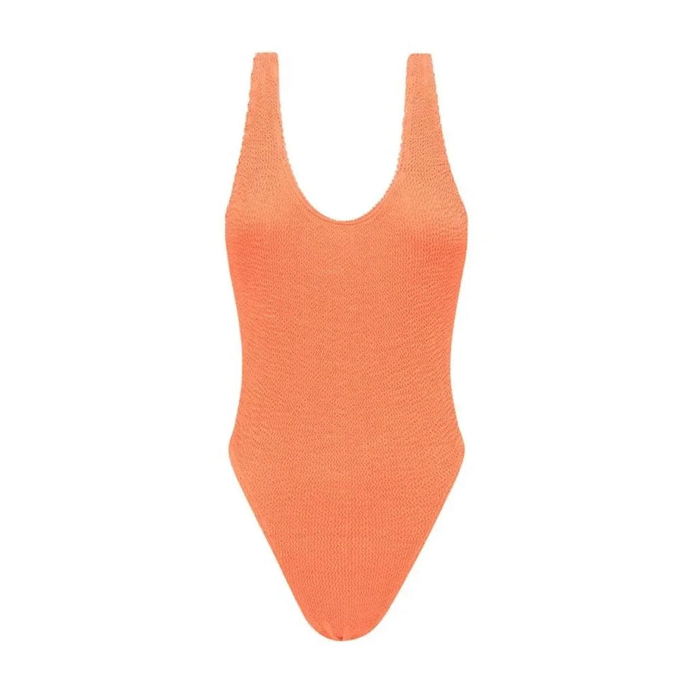 Bond-Eye Eco Maxam One Piece Swimsuit Bright Neon Orange Crinkle NWT 1 Size XS-L